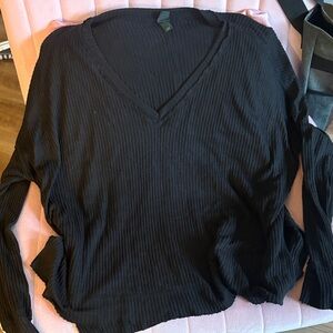 Wild Fable Black Ribbed Knit Top